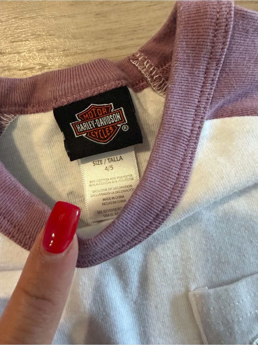 Harley-Davidson toddler girl White & Mauve Raglan Graphic Tee